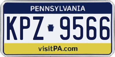 PA license plate KPZ9566