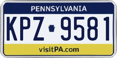 PA license plate KPZ9581