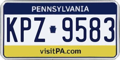 PA license plate KPZ9583