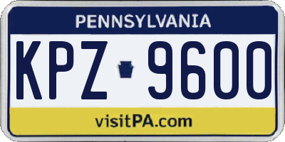 PA license plate KPZ9600