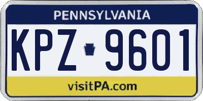 PA license plate KPZ9601
