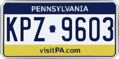 PA license plate KPZ9603
