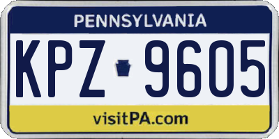 PA license plate KPZ9605