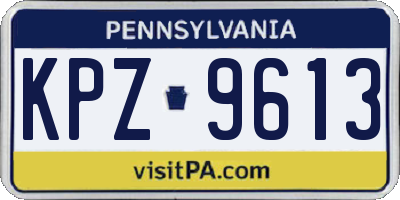 PA license plate KPZ9613