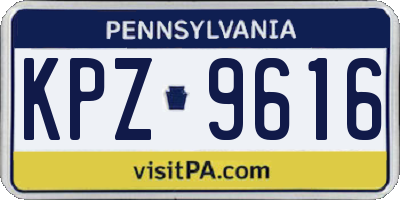 PA license plate KPZ9616