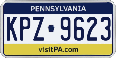 PA license plate KPZ9623