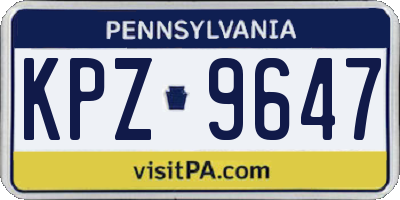 PA license plate KPZ9647