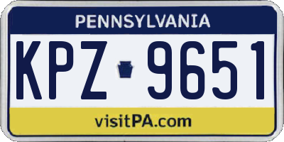 PA license plate KPZ9651