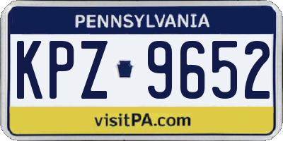 PA license plate KPZ9652