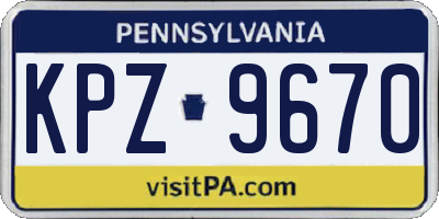 PA license plate KPZ9670