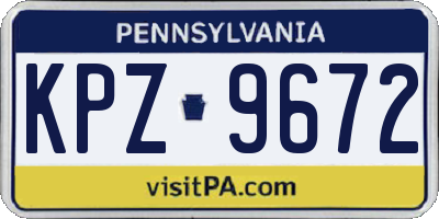 PA license plate KPZ9672