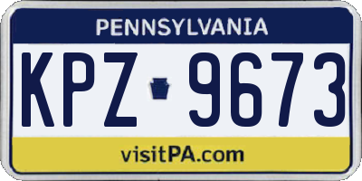 PA license plate KPZ9673