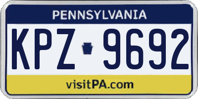 PA license plate KPZ9692