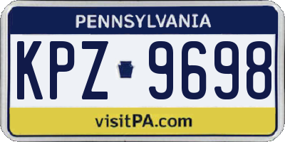 PA license plate KPZ9698