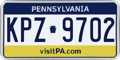 PA license plate KPZ9702