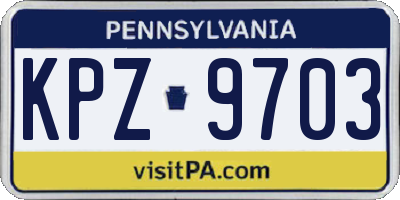 PA license plate KPZ9703