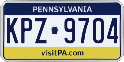 PA license plate KPZ9704