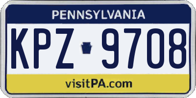 PA license plate KPZ9708