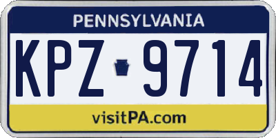 PA license plate KPZ9714