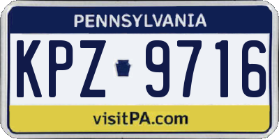 PA license plate KPZ9716