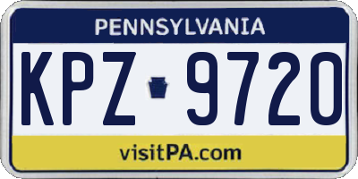 PA license plate KPZ9720