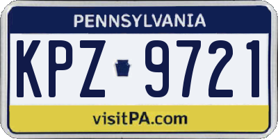 PA license plate KPZ9721
