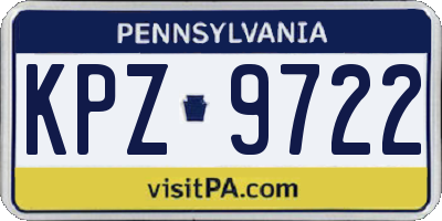 PA license plate KPZ9722