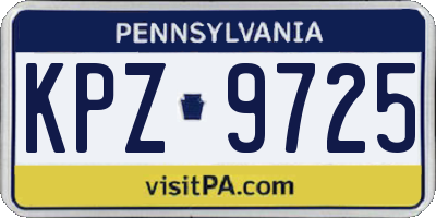 PA license plate KPZ9725