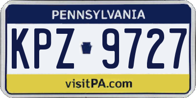 PA license plate KPZ9727