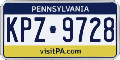 PA license plate KPZ9728