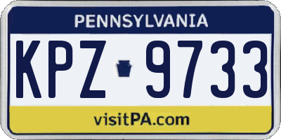 PA license plate KPZ9733