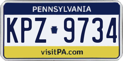 PA license plate KPZ9734