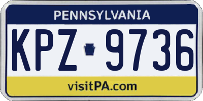 PA license plate KPZ9736