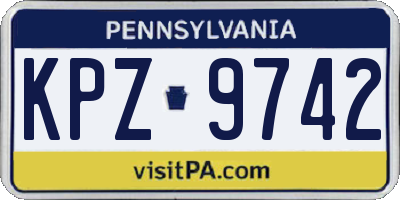 PA license plate KPZ9742