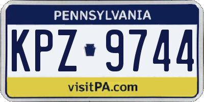 PA license plate KPZ9744