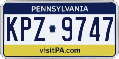PA license plate KPZ9747