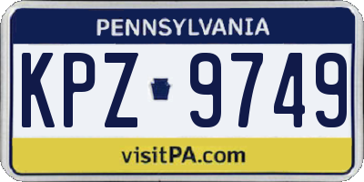 PA license plate KPZ9749