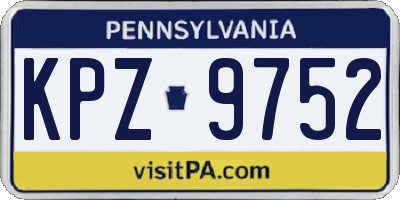 PA license plate KPZ9752