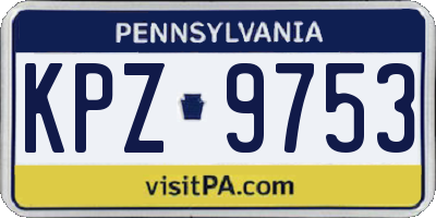 PA license plate KPZ9753