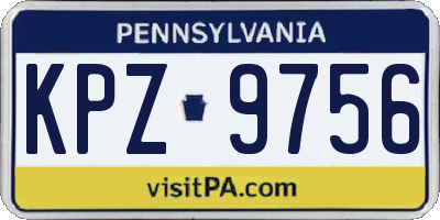 PA license plate KPZ9756