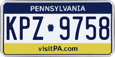 PA license plate KPZ9758