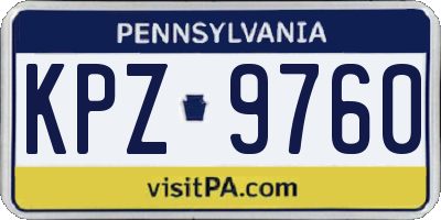 PA license plate KPZ9760