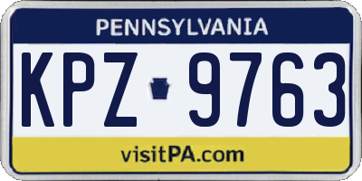 PA license plate KPZ9763