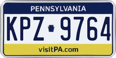 PA license plate KPZ9764