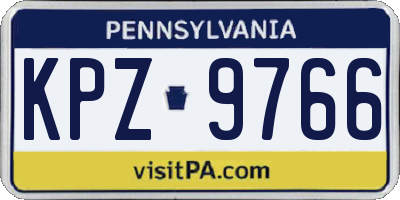 PA license plate KPZ9766