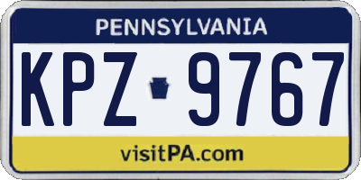 PA license plate KPZ9767