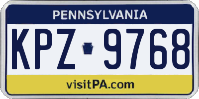 PA license plate KPZ9768