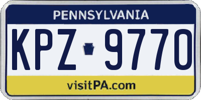 PA license plate KPZ9770