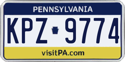 PA license plate KPZ9774