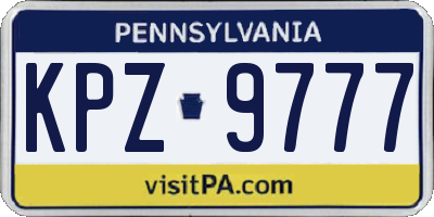 PA license plate KPZ9777